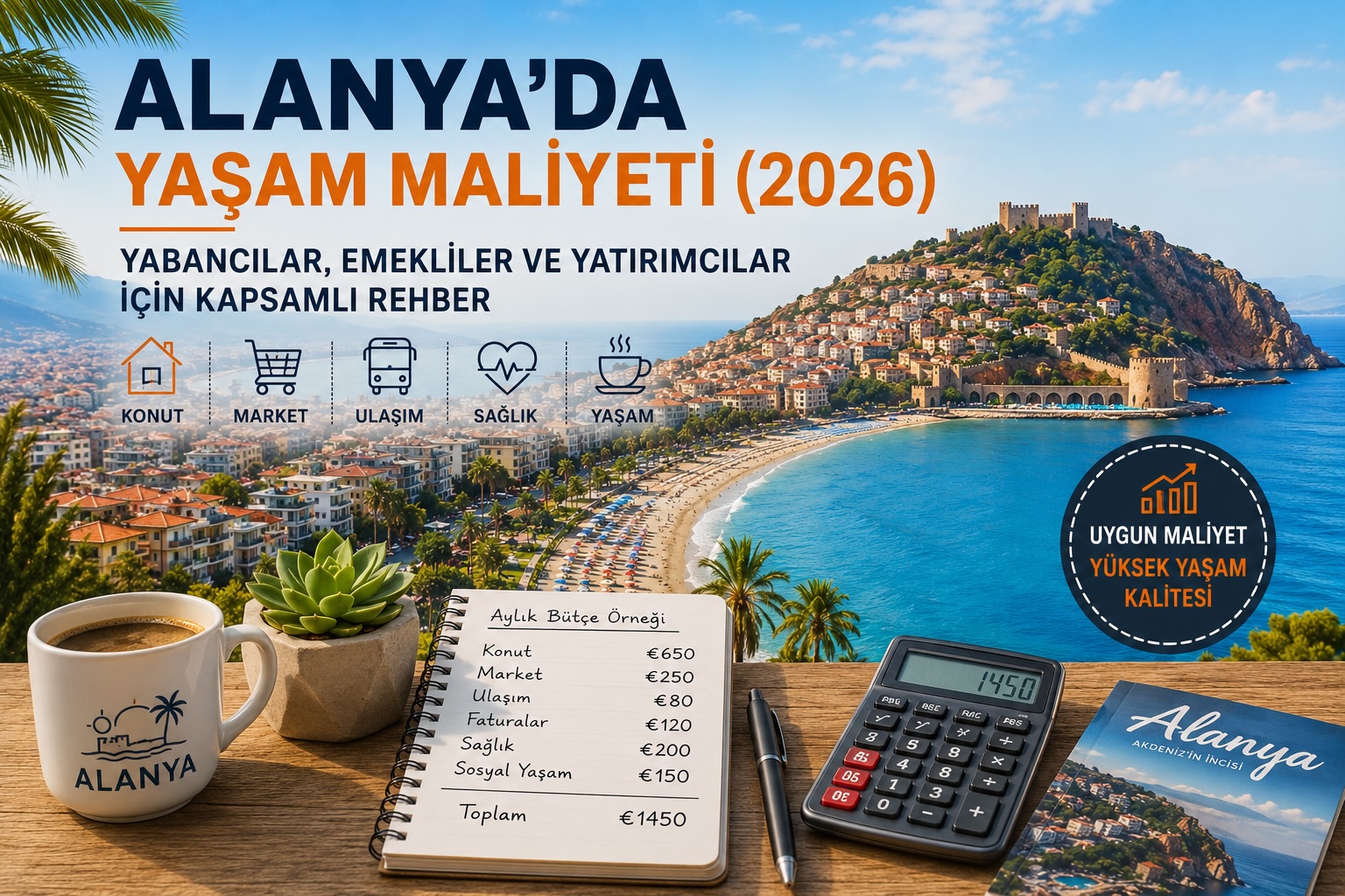 Alanya’da Yaşam Maliyeti (2026): Yabancılar, Emekliler ve Yatırımcılar İçin Kapsamlı Rehber