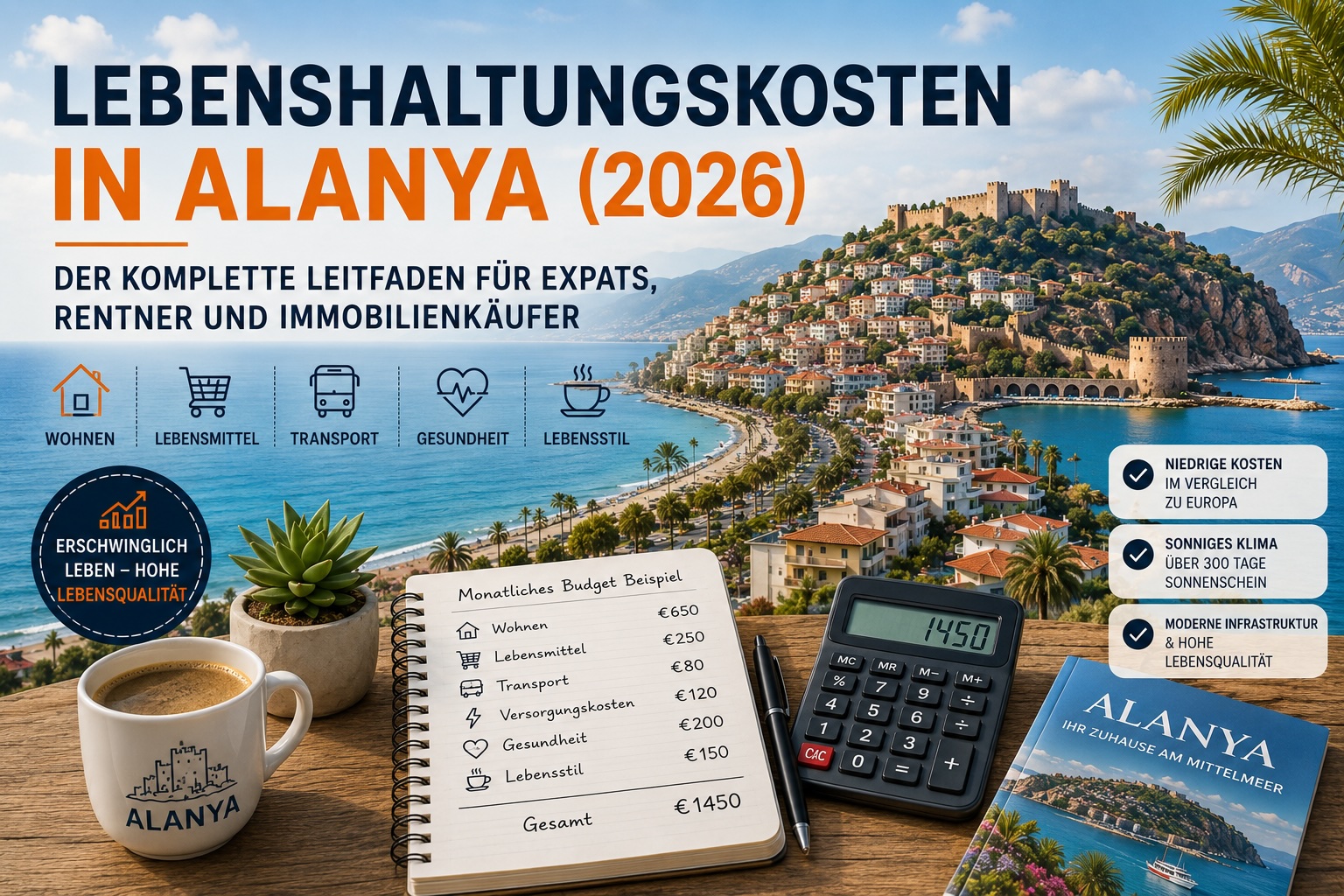 Lebenshaltungskosten in Alanya (2026): Der komplette Leitfaden für Auswanderer, Rentner und Immobilienkäufer