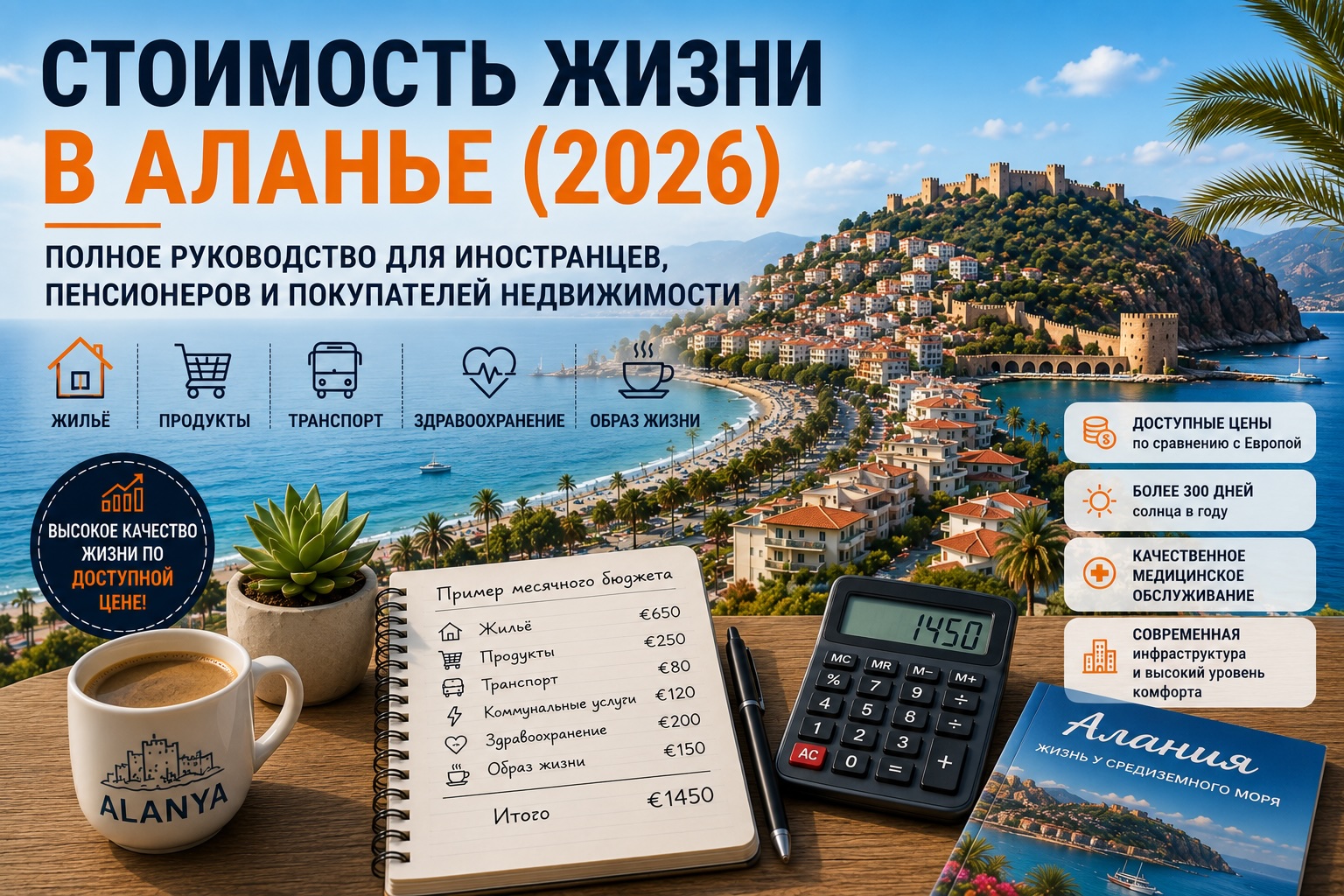 Стоимость жизни в Аланье (2026): Полное руководство для иностранцев, пенсионеров и покупателей недвижимости