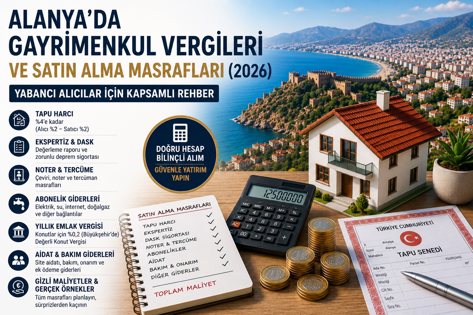 Alanya’da Gayrimenkul Vergileri ve Satın Alma Masrafları (2026) | Yabancı Alıcılar İçin Kapsamlı Rehber