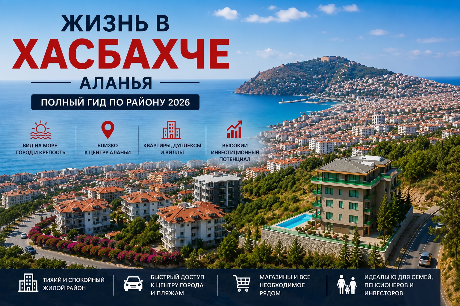 Жизнь в Хасбахче, Аланья: вид на море, близость к центру и недвижимость 2026