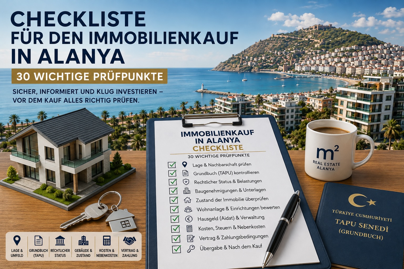 Immobilienkauf-Checkliste für Alanya: 30 wichtige Prüfungen vor dem Kauf