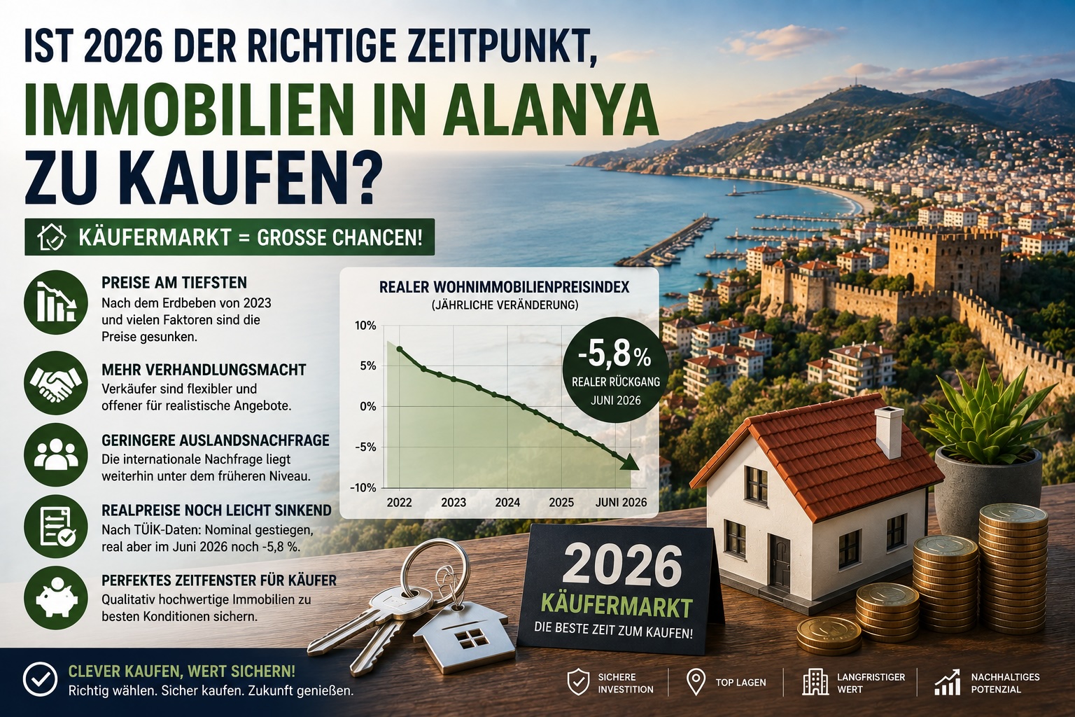Ist 2026 der richtige Zeitpunkt für einen Immobilienkauf in Alanya? Analyse des Käufermarktes