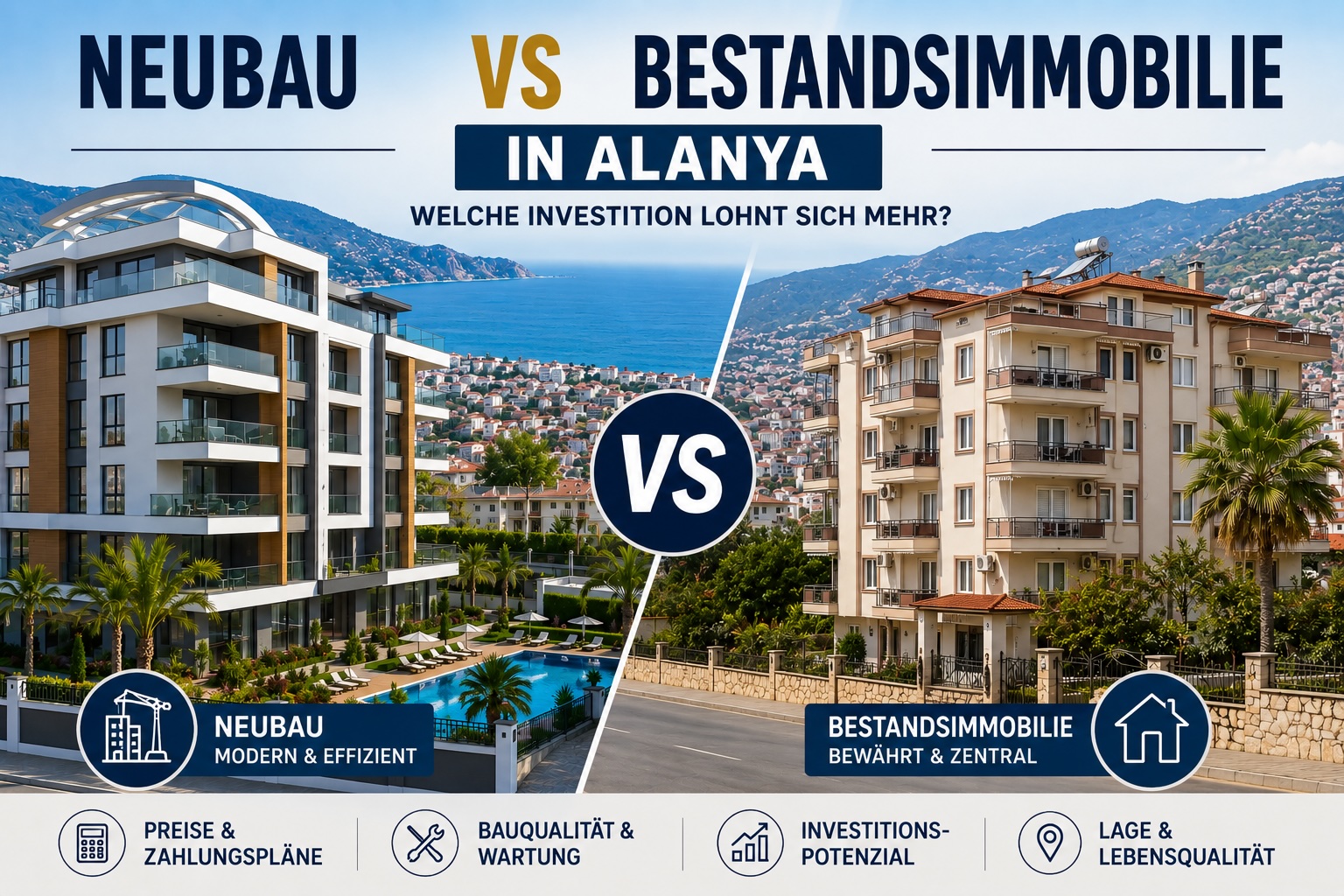 Neubau oder Bestandsimmobilie in Alanya: Was ist die bessere Wahl? (2026)