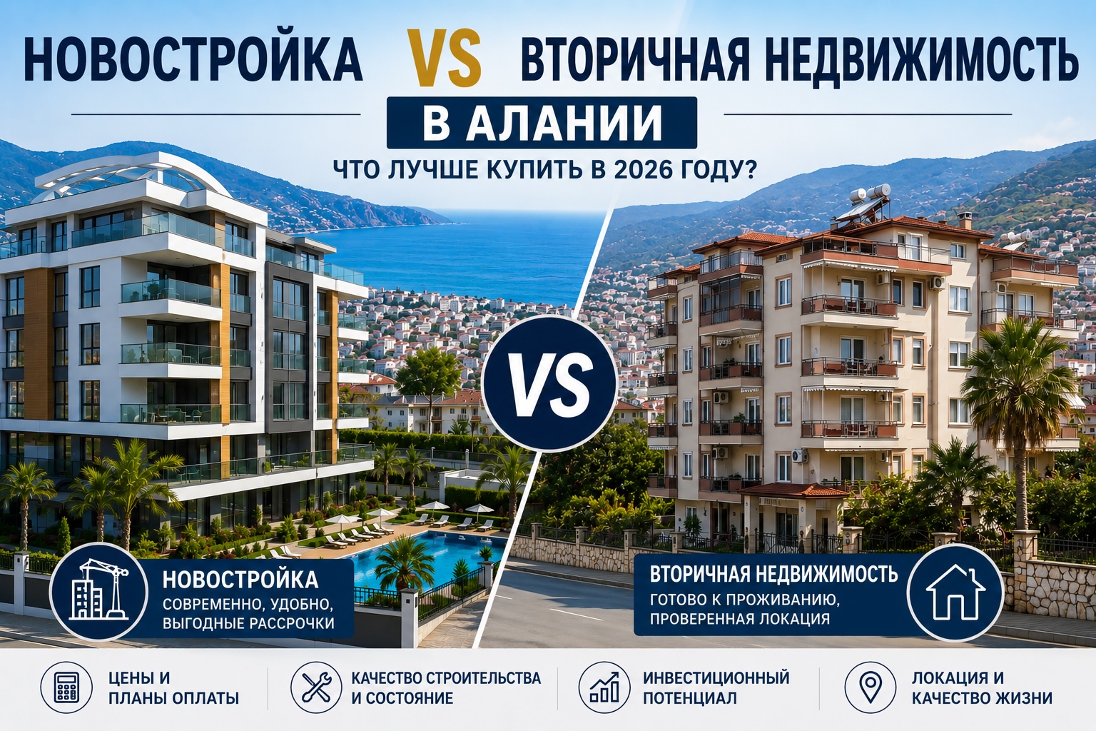 Новостройка или вторичная недвижимость в Алании: что лучше купить? (2026)