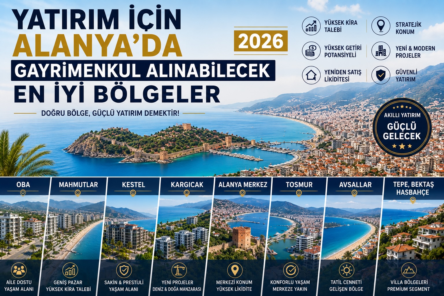 Yatırım İçin Alanya’da Gayrimenkul Alınabilecek En İyi Bölgeler (2026)
