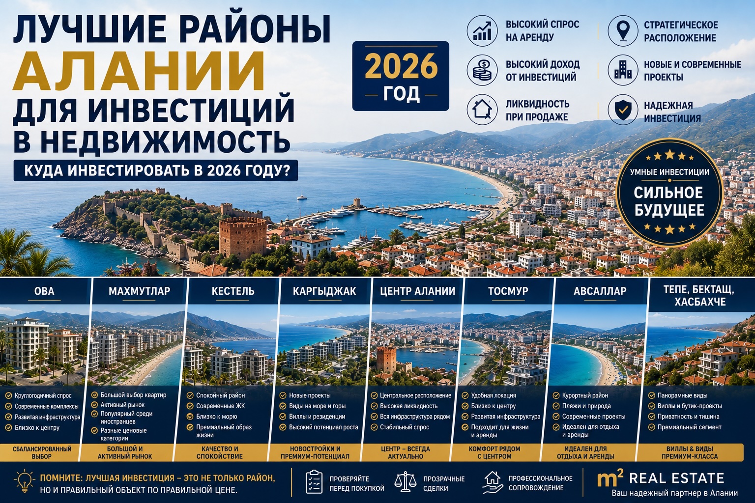 Лучшие районы Алании для инвестиций в недвижимость (2026)