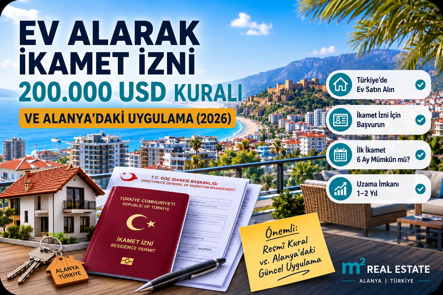 Türkiye’de Ev Alarak İkamet İzni: 200.000 USD Kuralı ve Alanya’daki Güncel Uygulama (2026)