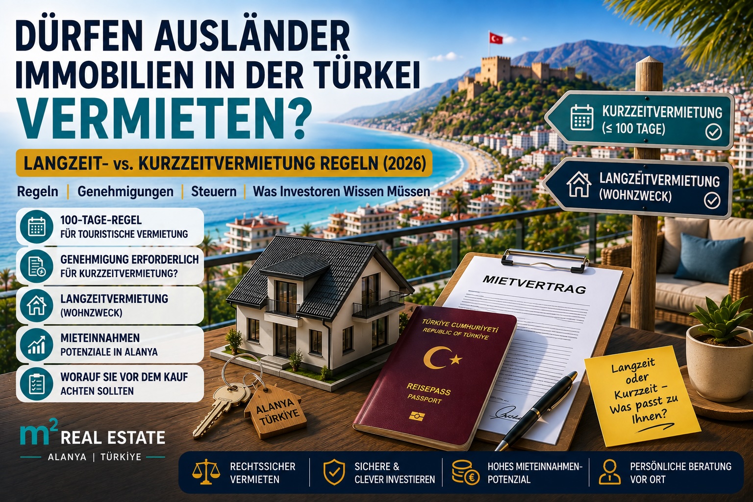 Dürfen Ausländer Immobilien in der Türkei vermieten? Langzeit- vs. Kurzzeitvermietung (2026)