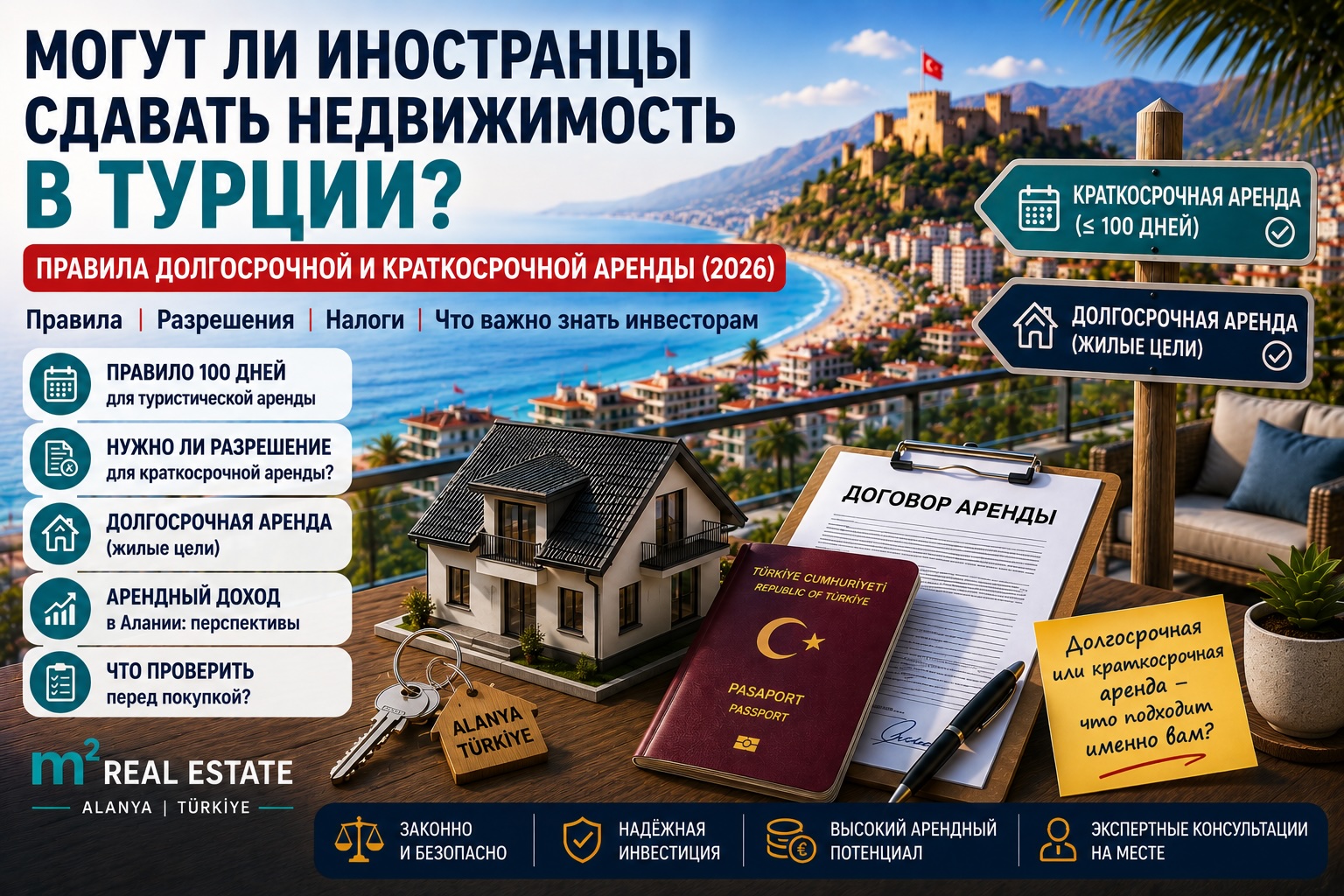 Могут ли иностранцы сдавать недвижимость в Турции? Долгосрочная и краткосрочная аренда (2026)