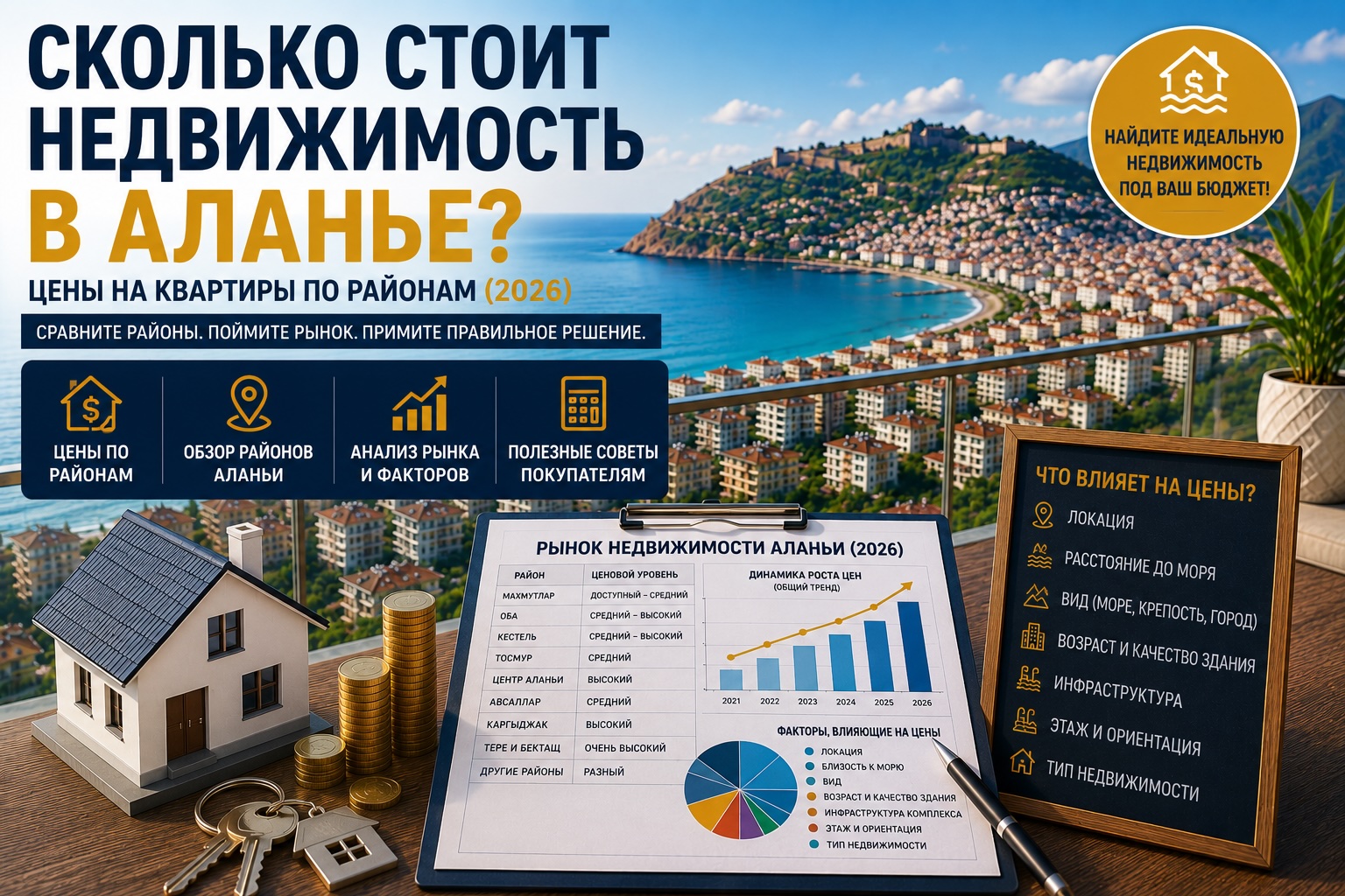 Сколько стоит недвижимость в Аланье? Цены на квартиры по районам (2026)