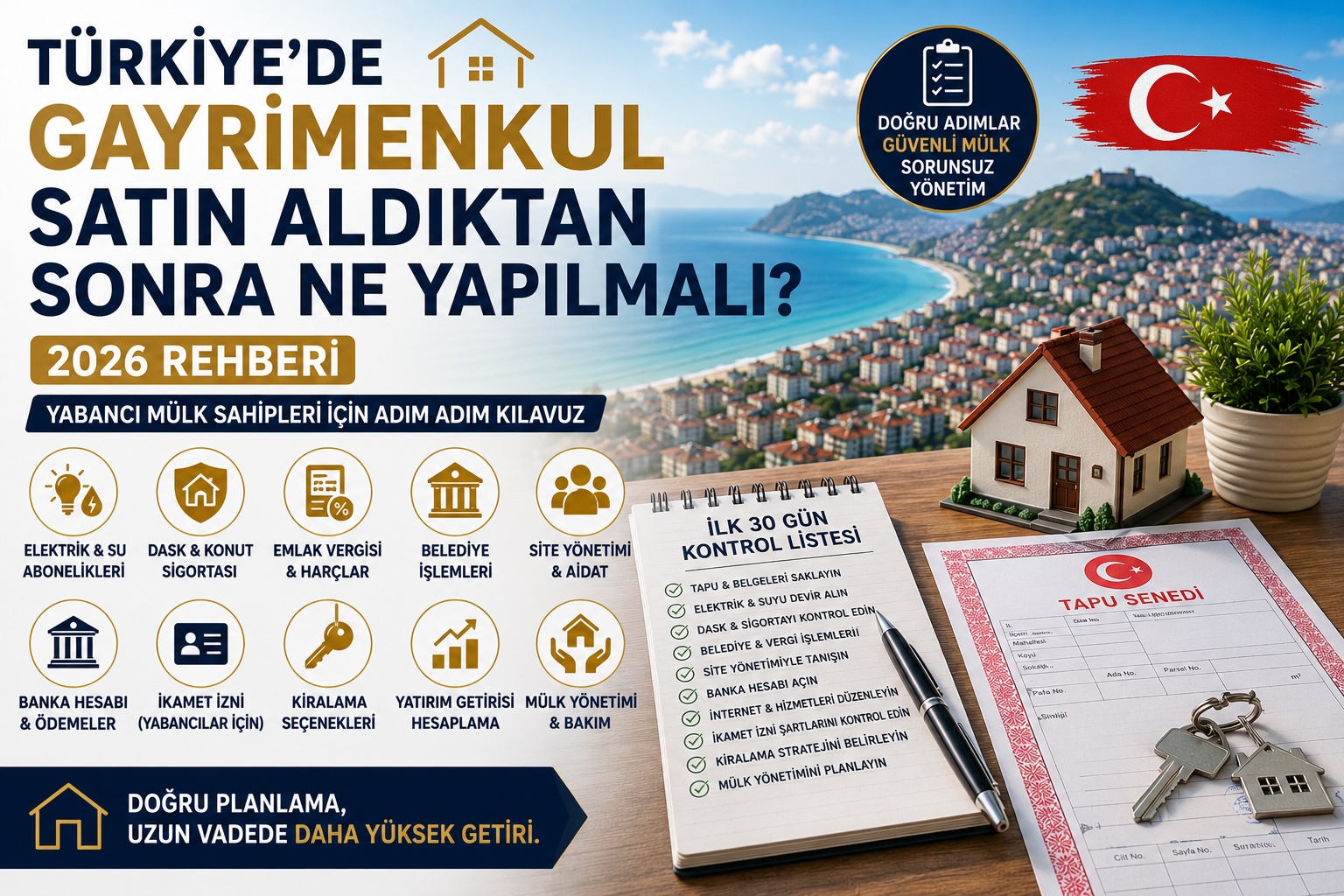 Türkiye’de Gayrimenkul Satın Aldıktan Sonra Ne Yapılmalı? | 2026 Rehberi