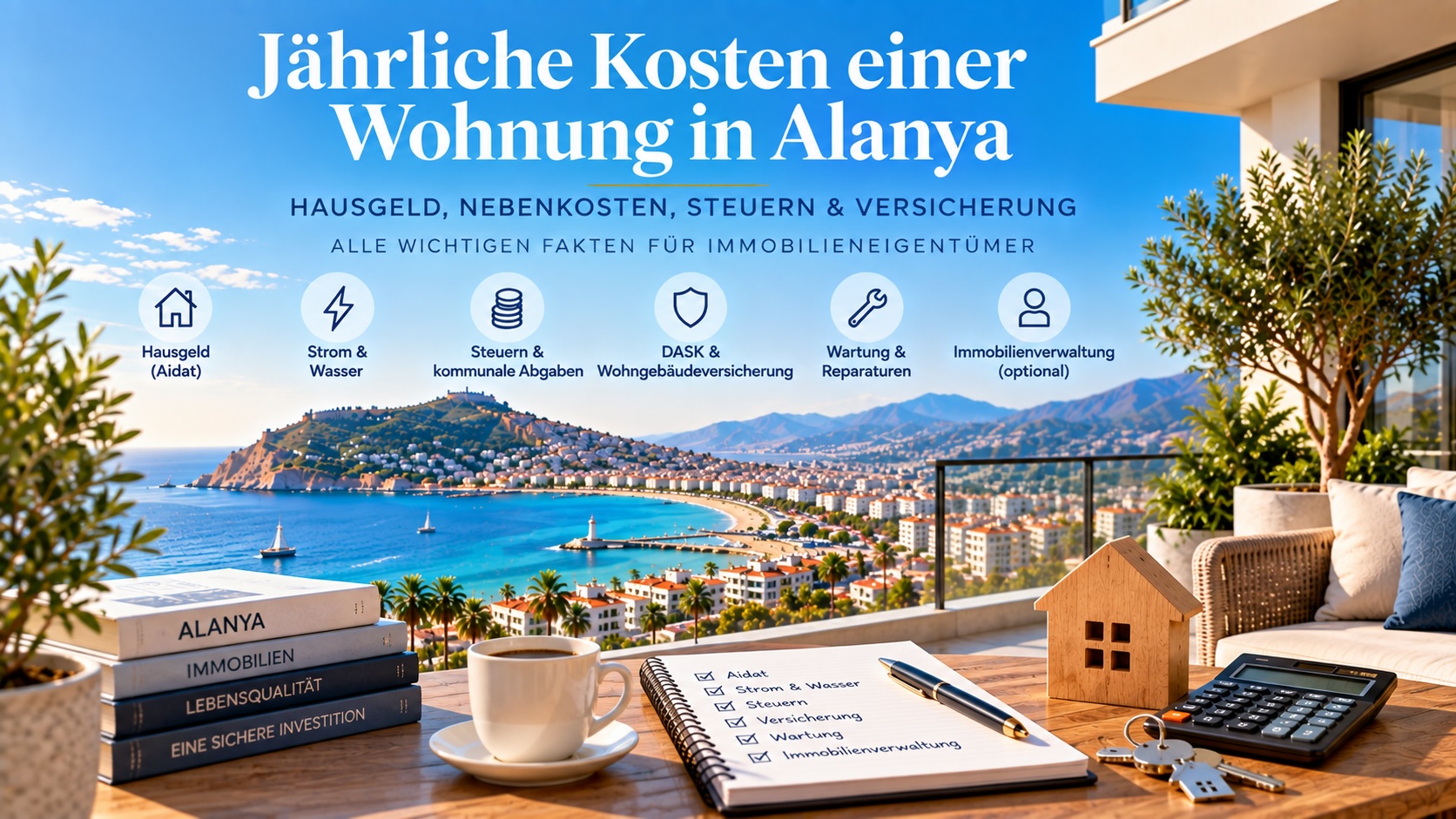 Jährliche Kosten einer Wohnung in Alanya: Hausgeld, Nebenkosten, Steuern & Versicherung