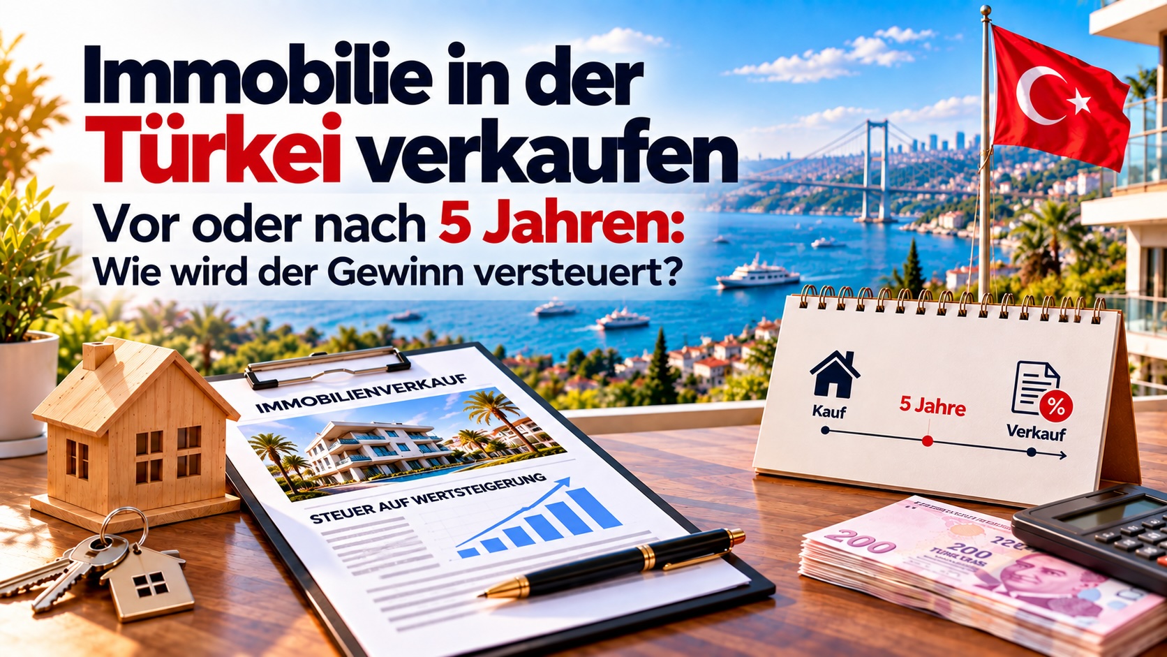 Immobilie in der Türkei vor oder nach 5 Jahren verkaufen: Wie wird der Gewinn versteuert?