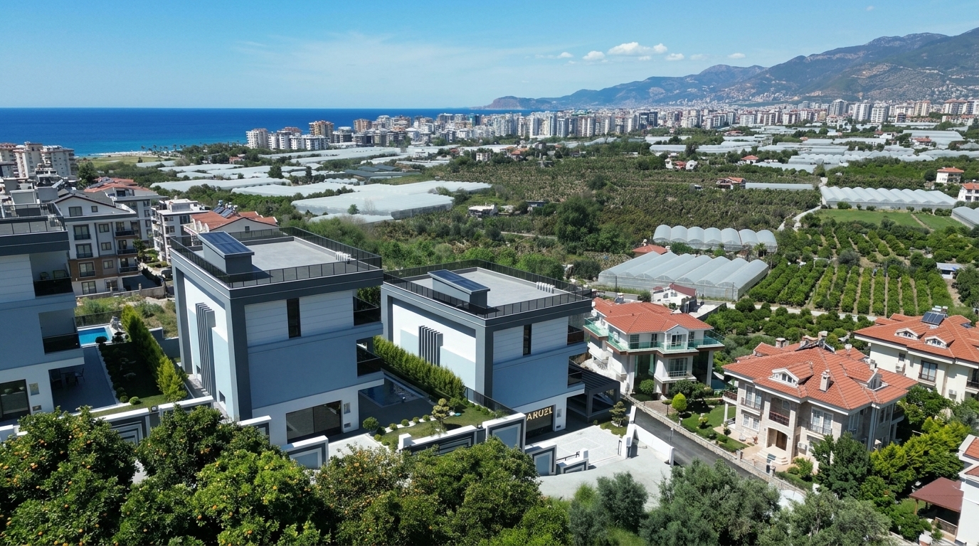 Luxury 6+1 Triplex Villa in Kargıcak with Private Pool, Sea & City Views